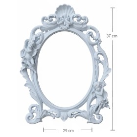 P332 Yana Melekli Oymalı Oval Çerçeve Ham Polyester Obje P332 Yana Melekli Oymalı Oval Çerçeve Ham Polyester Obje