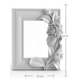 P347 Yana Gül Desenli Dikdörtgen Çerçeve Ham Polyester Obje P347 Yana Gül Desenli Dikdörtgen Çerçeve Ham Polyester Obje