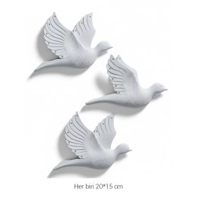 P371 Yana Üçlü Uçan Kuşlar Ham Polyester Obje P371 Yana Üçlü Uçan Kuşlar Ham Polyester Obje