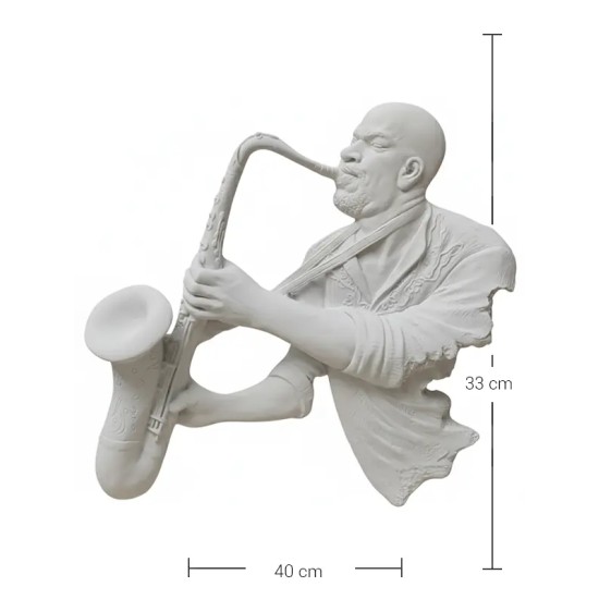 P377 Yana Saksafoncu Ham Polyester Duvar Objesi