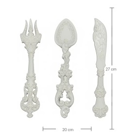 P387 Yana Üçlü Vintage Çatal Bıçak Kaşık Seti Ham Polyester Obje