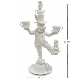 P438 Yana Alice Çay Saati Tavşanı Ham Polyester Obje