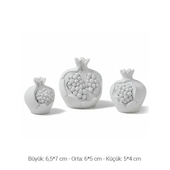 PA02 Yana Üçlü Nar Seti Ham Polyester Obje