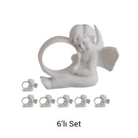 Violette Ham Polyester Melekli Peçetelik Yüzüğü Seti 6'lı No:9 (6*7 cm)