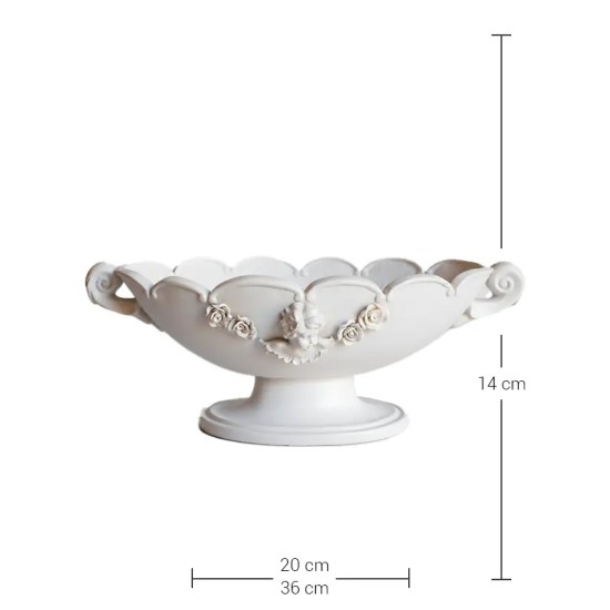 Violette Ham Polyester Melek ve Gül Detaylı Kase No:11 (36x14 cm)