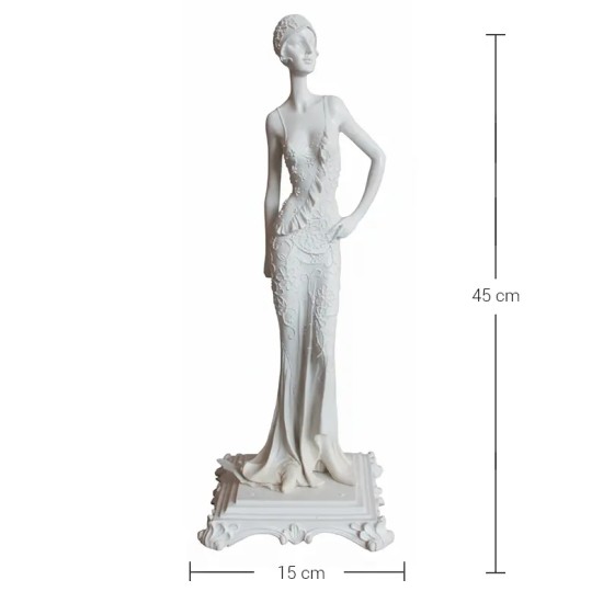 Violette Ham Polyester Zarif Uzun Elbiseli Kadın Heykeli No:20 (45x15 cm)