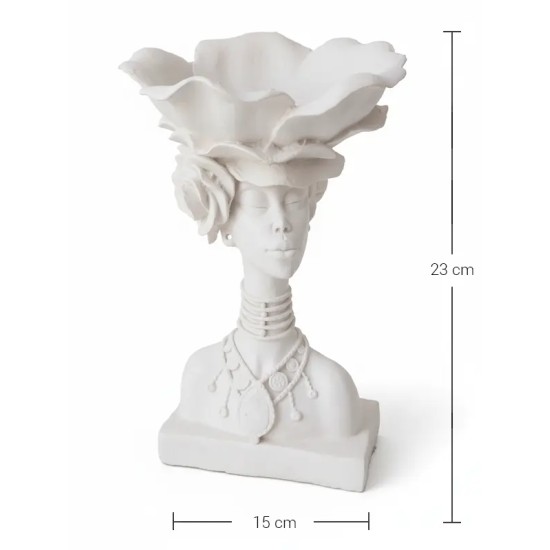 Violette Ham Polyester Gül Başlı Kadın Büstü No:22 (23x15 cm)