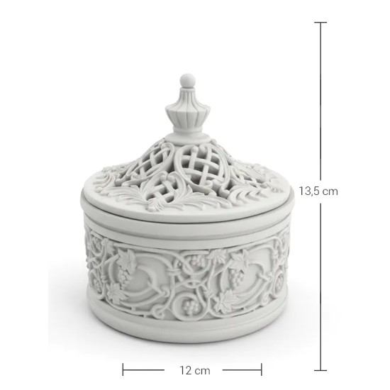 Violette Ham Polyester Üzüm ve Kafes Desenli Dekoratif Kutu No:31 (13,5x12 cm)