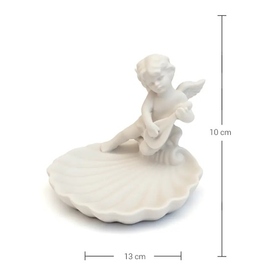 Violette Ham Polyester Müzisyen Melekli Deniz Kabuğu Tabak No:33 (13x10 cm)