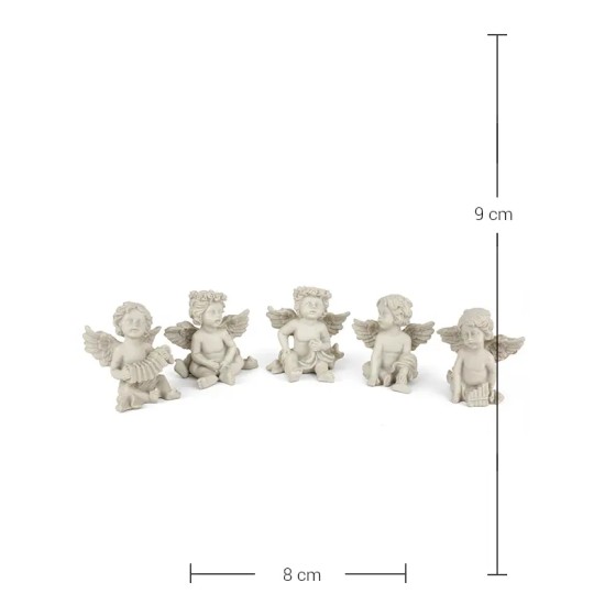 Violette Ham Polyester 5'li Oturan Müzisyen Melek Seti No:65 (9x8 cm)