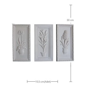 Violette Ham Polyester 3'lü Saksı Çiçeği Dikdörtgen Pano Seti No:73 (30x15,5 cm)