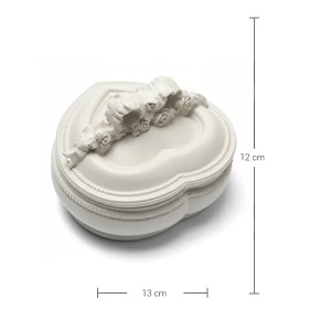 Violette Ham Polyester Güllü Kurdeleli Kalp Kutu Dekor No:78 (13x12 cm)