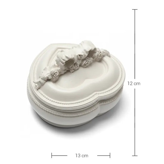 Violette Ham Polyester Güllü Kurdeleli Kalp Kutu Dekor No:78 (13x12 cm)