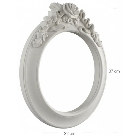 Violette Ham Polyester Gül Detaylı Oval Çerçeve No:89 (37x32 cm)