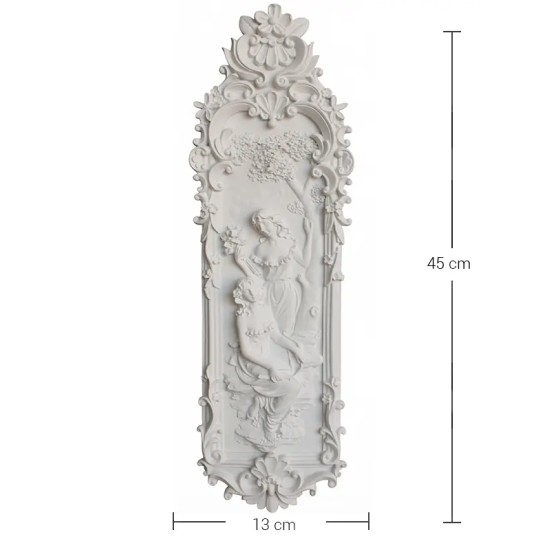 Violette Ham Polyester Oymalı İki Kadın Figürlü Pano No:131 (45x13 cm)