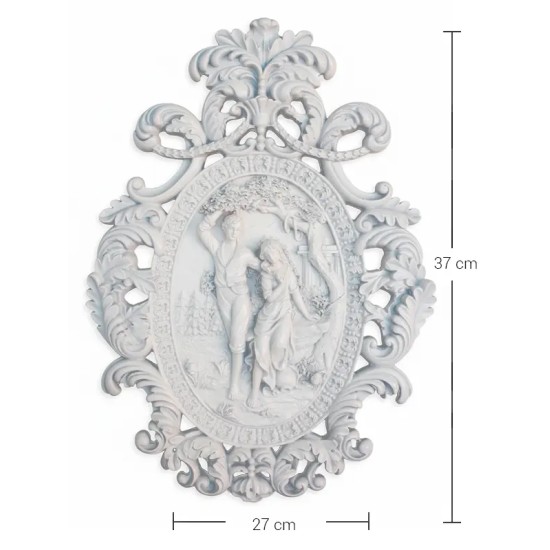 Violette Ham Polyester Oymalı Oval Çift Duvar Dekoru No:149 (37x27 cm)