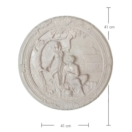 Violette Ham Polyester Kırsal Çift Yuvarlak Pano No:217 (41x41 cm)