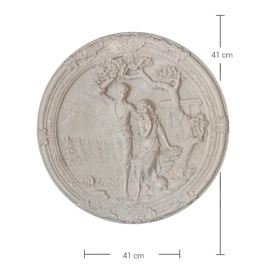 Violette Ham Polyester Pastoral Çift Yuvarlak Pano No:218 (41x41 cm)