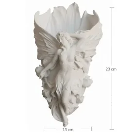 Violette Ham Polyester Kanatlı Peri Figürlü Çiçek Duvar Vazo No:117 (23x13 cm)