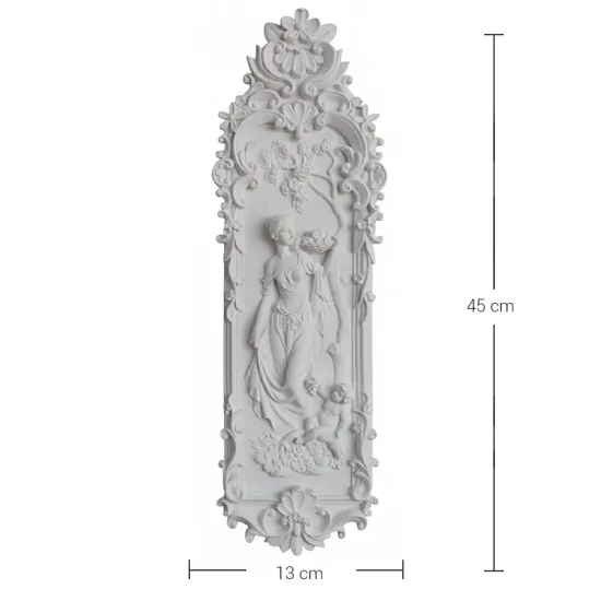 Violette Ham Polyester Üzüm Toplayan Kadın Figürlü Rölyef Pano No:132 (45x13 cm)