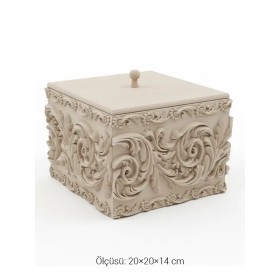 EHS120 Ahşap Obje Oymalı Kutu Düz Desen (20×20×14 cm)