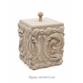 EHS124 Ahşap Obje Oymalı Kutu Çizgili Desen (10×10×12 cm)