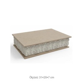 EHS127 Ahşap Obje Bölmeli Kutu Çizgili (31×20×7 cm)