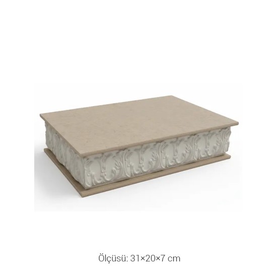 EHS127 Ahşap Obje Bölmeli Kutu Çizgili (31×20×7 cm)