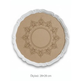 EHS138 Ahşap Obje İnce Kenar Desenli Sunumluk (28×28 cm)