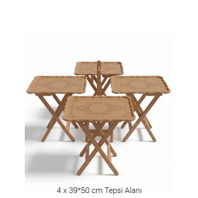 EHS139 Ahşap Obje Zigon Sehpa (39×50 cm, 4 Adet Standlı)