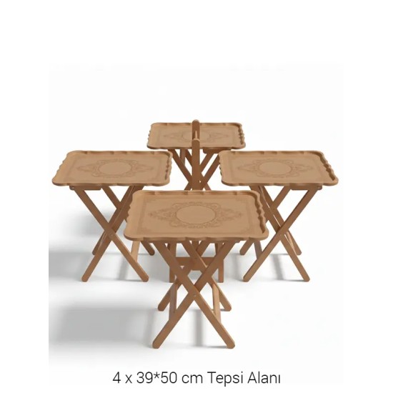 EHS139 Ahşap Obje Zigon Sehpa (39×50 cm, 4 Adet Standlı)