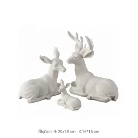 Violette Ham Polyester 3'lü Geyik Ailesi Figür Seti No:212