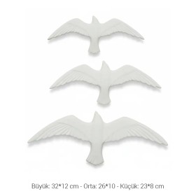P369 Yana Üçlü Kuşlar Ham Polyester Obje