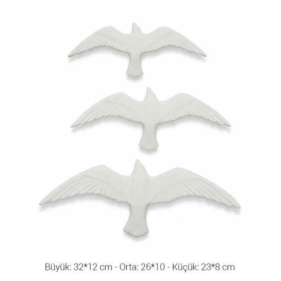 P369 Yana Üçlü Kuşlar Ham Polyester Obje