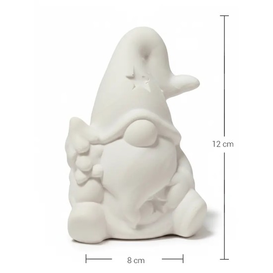 PN26 Yana Yıldızlı Noel Cücesi Ham Polyester Obje