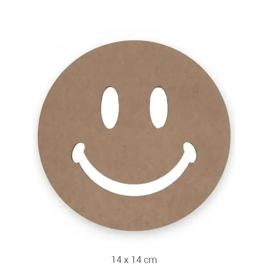 H085 Gülen Emoji Ham Ahşap Boyanabilir Obje