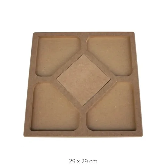 T782 Kare Karolu Çerezlik Ahşap Boyanabilir Obje