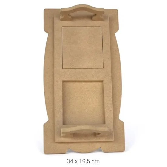 T786 Küçük Karolu Tepsi Oval Kenar Ahşap Boyanabilir Obje