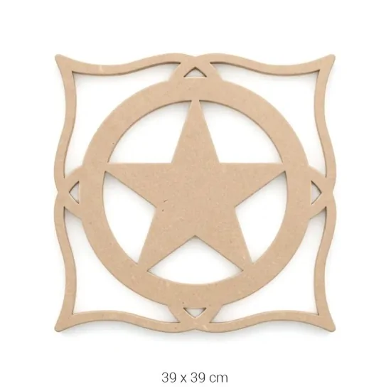 DS011 Yıldız Motifli Dekoratif Duvar Süsü Ham Ahşap Boyanabilir Obje