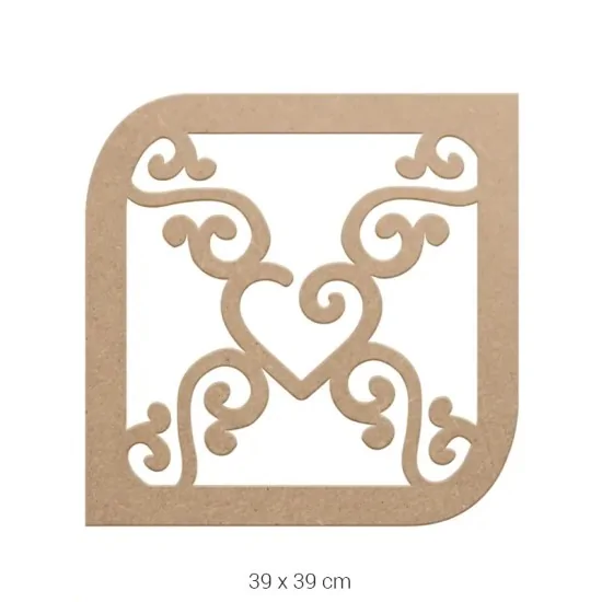 DS012 Kalp ve Kıvrımlı Dekoratif Duvar Süsü Ham Ahşap Boyanabilir Obje