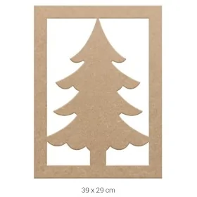 DS030 Yılbaşı Çam Ağacı Figürlü Dekoratif Duvar Süsü Ham Ahşap Boyanabilir Obje