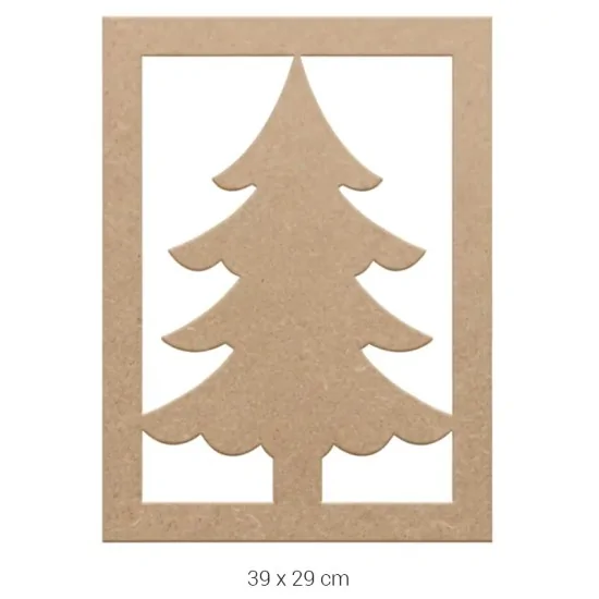 DS030 Yılbaşı Çam Ağacı Figürlü Dekoratif Duvar Süsü Ham Ahşap Boyanabilir Obje