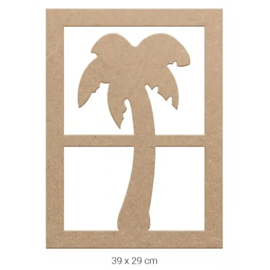 DS031 Palmiye Figürlü Dekoratif Duvar Süsü Ham Ahşap Boyanabilir Obje