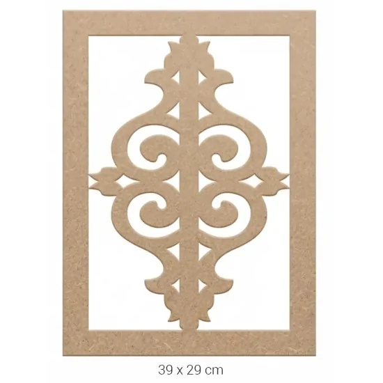 DS036 Otantik Motifli Dekoratif Duvar Panosu Ahşap Boyanabilir Obje