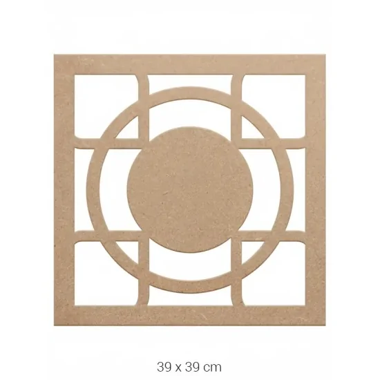 DS007 Geometrik Pencere Tasarımlı Dekoratif Duvar Süsü Ahşap Boyanabilir Obje