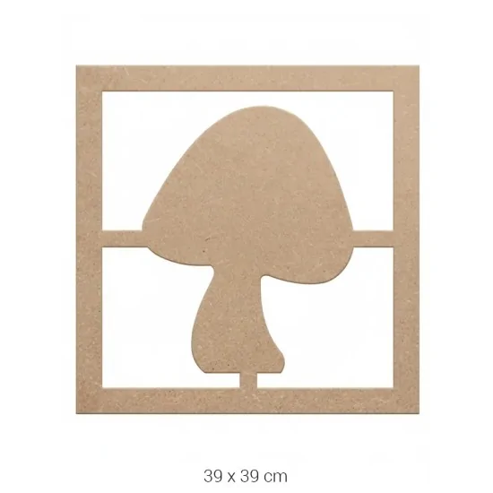 DS027 Mantar Figürlü Dekoratif Duvar Süsü Ahşap Boyanabilir Obje