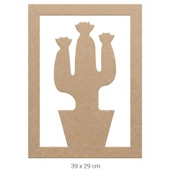 DS032 Kaktüs Figürlü Dekoratif Duvar Süsü Ahşap Boyanabilir Obje