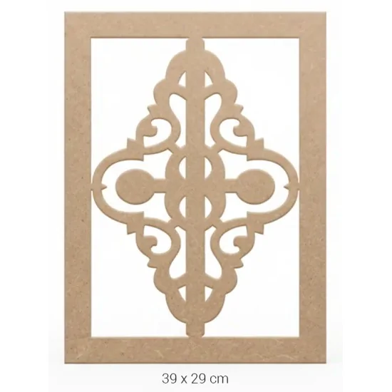 DS043 Klasik Geçme Motifli Dekoratif Duvar Süsü Ahşap Boyanabilir Obje