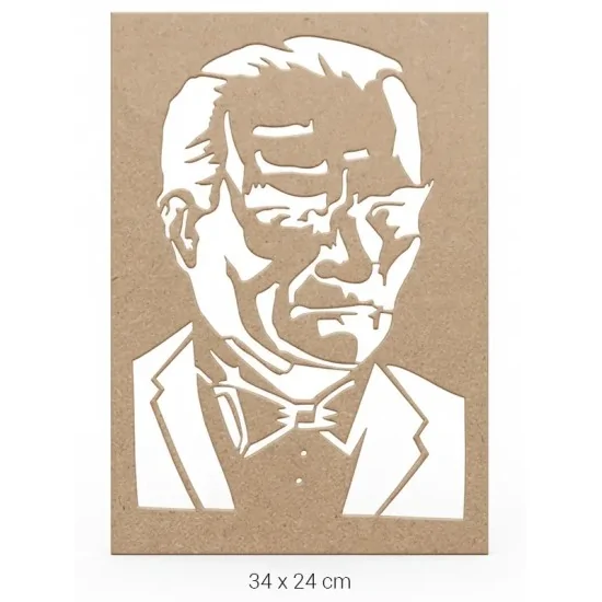 DS055 Atatürk Silüeti Dekoratif Duvar Süsü Ahşap Boyanabilir Obje