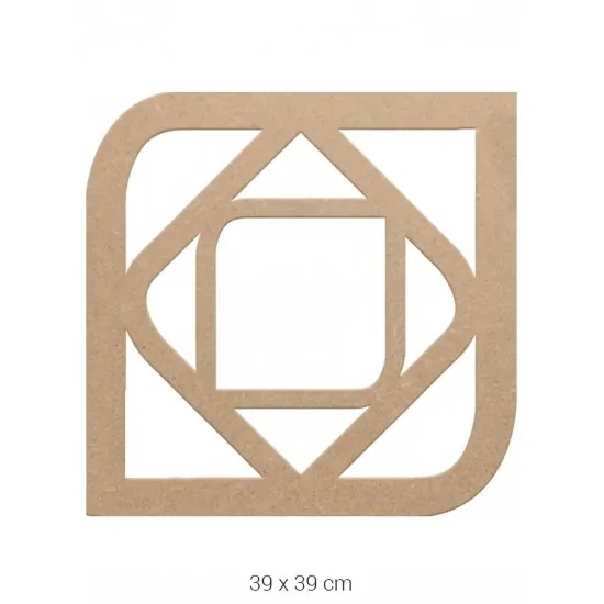 DS015 Modern Kare Şekilli Dekoratif Duvar Süsü Ahşap Boyanabilir Obje